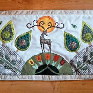Falikép szarvasokkal, tulipánokkal 200 x 80 cm, szimmetrikus, részletesen kidolgozott - Meska.hu