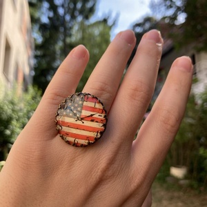 Nagy retro stílusú amcsi gyűrű , Ékszer, Gyűrű, Üveglencsés gyűrű, Ékszerkészítés, MESKA