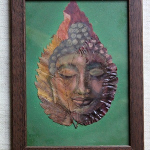 Buddha levélen - művészet - festmény - olajfestmény - Meska.hu