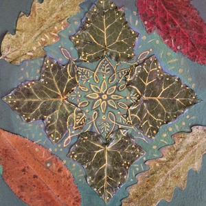 falevél mandala 4, Otthon & Életmód, Dekoráció, Spiritualitás, Mandala, Festészet, Festett tárgyak, MESKA