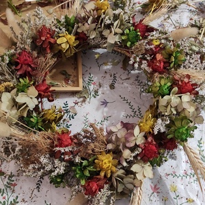 Szárazvirág koszorú - otthon & életmód - dekoráció - virágdekoráció - virágdekoráció - Meska.hu