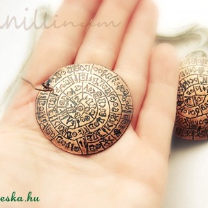 phaisztoszi korong - maratott fülbevaló -  - Meska.hu