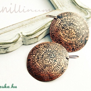 phaisztoszi korong - maratott fülbevaló -  - Meska.hu