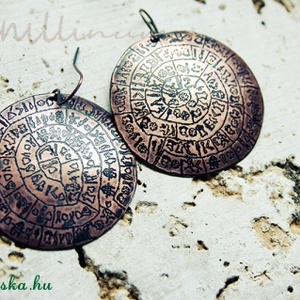 phaisztoszi korong - maratott fülbevaló -  - Meska.hu