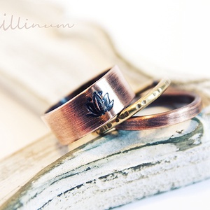 lótusz - vörösréz gyűrű -  - Meska.hu