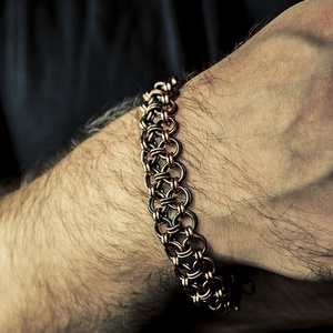 Galahad - chainmaille férfi -unisex vörösréz karkötő - ékszer - karkötő - lánc karkötő - Meska.hu