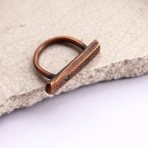 Zöld lámpás - vörösréz gyűrű - ékszer - gyűrű - statement gyűrű - Meska.hu