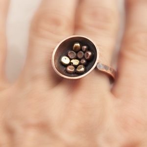 Békalencse - vörösréz gyűrű - ékszer - gyűrű - statement gyűrű - Meska.hu