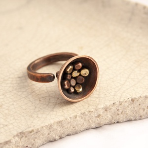 Békalencse - vörösréz gyűrű - ékszer - gyűrű - statement gyűrű - Meska.hu