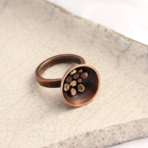 Békalencse - vörösréz gyűrű - ékszer - gyűrű - statement gyűrű - Meska.hu