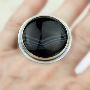 KIsfekete - ezüst gyűrű ónixal, Ékszer, Gyűrű, Statement gyűrű, Ékszerkészítés, Ötvös, MESKA