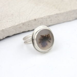 Pihe - ezüst gyűrű dendrites acháttal - ékszer - gyűrű - statement gyűrű - Meska.hu