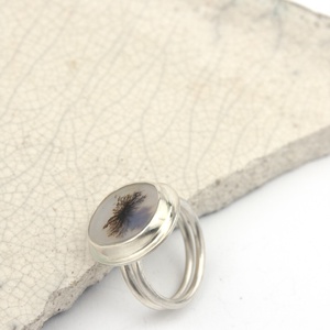 Pihe - ezüst gyűrű dendrites acháttal - ékszer - gyűrű - statement gyűrű - Meska.hu