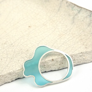 Amőba blue - ezüst gyűrű - ékszer - gyűrű - statement gyűrű - Meska.hu