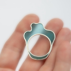 Amőba blue - ezüst gyűrű - ékszer - gyűrű - statement gyűrű - Meska.hu