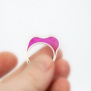 Amőba pink - ezüst gyűrű - ékszer - gyűrű - statement gyűrű - Meska.hu
