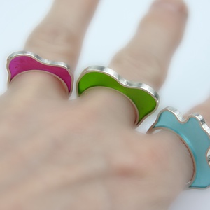 Amőba green - ezüst gyűrű - ékszer - gyűrű - statement gyűrű - Meska.hu