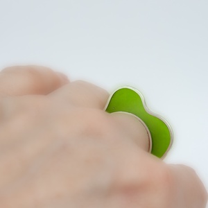 Amőba green - ezüst gyűrű - ékszer - gyűrű - statement gyűrű - Meska.hu