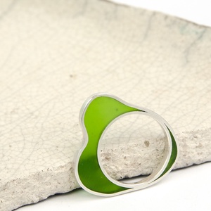 Amőba green - ezüst gyűrű - ékszer - gyűrű - statement gyűrű - Meska.hu