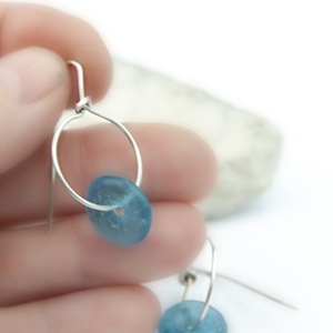 Kék lagúna - ezüst fülbevaló - ékszer - fülbevaló - karika fülbevaló - Meska.hu