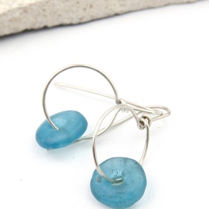 Kék lagúna - ezüst fülbevaló, Ékszer, Fülbevaló, Karika fülbevaló, Ékszerkészítés, Ötvös, MESKA