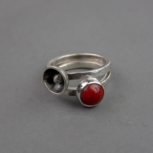Pipacs - ezüst gyűrű korallal - Meska.hu