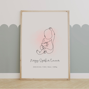 Megérkeztem baba gyerek poszter, születési adatok, egyedi falikép, Művészet, Grafika & Illusztráció, Digitális, Fotó, grafika, rajz, illusztráció, Papírművészet, MESKA