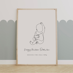 Megérkeztem baba gyerek poszter, születési adatok, egyedi falikép - művészet - grafika & illusztráció - digitális - Meska.hu