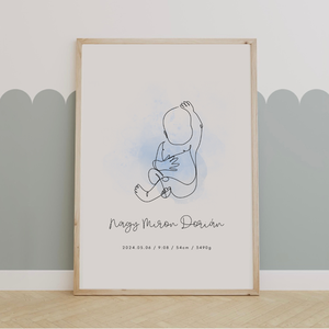 Megérkeztem baba gyerek poszter, születési adatok, egyedi falikép - művészet - grafika & illusztráció - digitális - Meska.hu
