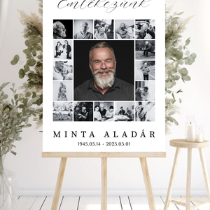 Emléktábla temetésre, emlék fotokollázs, Otthon & Életmód, Vallás, Temetkezési tárgy, Fotó, grafika, rajz, illusztráció, MESKA