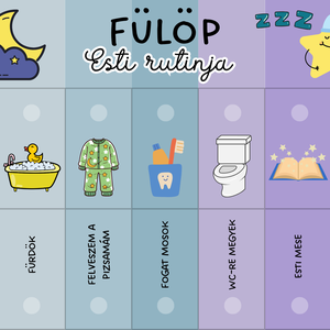 Gyerek napi rutin feladatlap, napirend, rutin táblázat, egyedi, névvel személyre szabható, montessori - művészet - grafika & illusztráció - digitális - Meska.hu