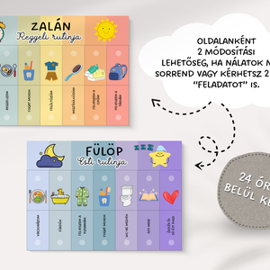Gyerek napi rutin feladatlap, napirend, rutin táblázat, egyedi, névvel személyre szabható, montessori, Művészet, Grafika & Illusztráció, Digitális, Fotó, grafika, rajz, illusztráció, MESKA