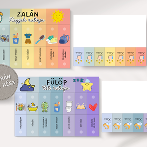Gyerek napi rutin feladatlap, napirend, rutin táblázat, egyedi, névvel személyre szabható, montessori - művészet - grafika & illusztráció - digitális - Meska.hu