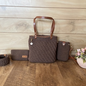Horgolt táska szett - táska & tok - kézitáska & válltáska - válltáska - Meska.hu