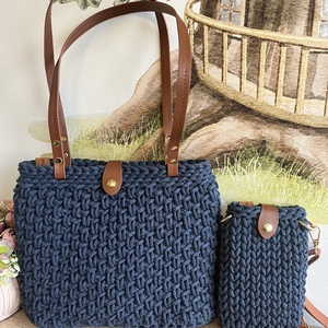 Horgolt táska szett - táska & tok - kézitáska & válltáska - vállon átvethető táska - Meska.hu