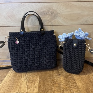 Horgolt kézi- és oldaltáska - táska & tok - kézitáska & válltáska - vállon átvethető táska - Meska.hu