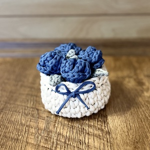 Horgolt rózsa box - otthon & életmód - virágdekoráció - virágok - virágbox - Meska.hu