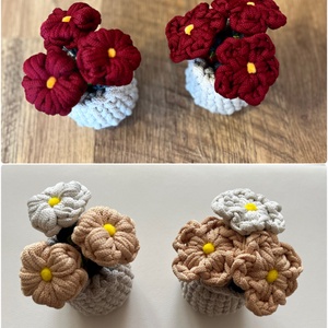 Horgolt kis virágok, asztali dísz - otthon & életmód - virágdekoráció - virágok - virágbox - Meska.hu