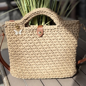 Horgolt kézi- és oldaltáska - táska & tok - kézitáska & válltáska - vállon átvethető táska - Meska.hu