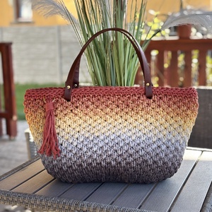 Horgolt shopper táska - táska & tok - bevásárlás & shopper táska - shopper, textiltáska, szatyor - Meska.hu