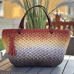 Horgolt shopper táska - táska & tok - bevásárlás & shopper táska - shopper, textiltáska, szatyor - Meska.hu