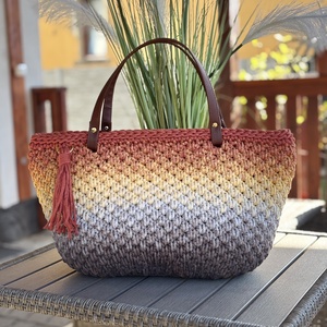 Horgolt shopper táska - táska & tok - bevásárlás & shopper táska - shopper, textiltáska, szatyor - Meska.hu