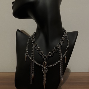 ?Saját készítésű rozsdamentes acél láncból készült nyaklánc szegecses díszítéssel, Ékszer, Nyaklánc, Medál, , MESKA
