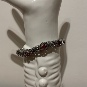 Elegáns Piros Gyöngyös Karika � Állítható, Rozsdamentes Acél Karkötő  - Meska.hu