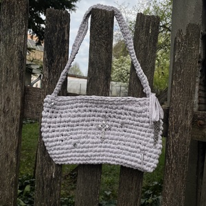 Egyedi, kézzel horgolt fehér táska, Táska & Tok, Kézitáska & válltáska, Alkalmi táska, Ékszerkészítés, Horgolás, MESKA