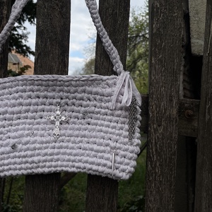 Egyedi, kézzel horgolt fehér táska - táska & tok - kézitáska & válltáska - alkalmi táska - Meska.hu