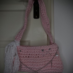 Rózsaszín horgolt táska  - táska & tok - kézitáska & válltáska - alkalmi táska - Meska.hu