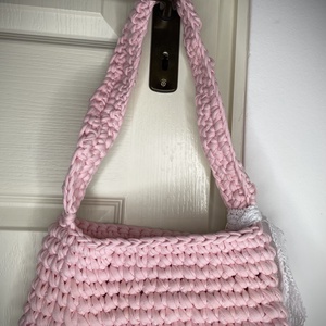 Rózsaszín horgolt táska  - táska & tok - kézitáska & válltáska - alkalmi táska - Meska.hu