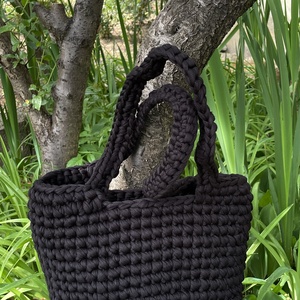  Midnight Chain Bag , Egyedi, kézzel készített fekete horgolt táska - táska & tok - kézitáska & válltáska - alkalmi táska - Meska.hu