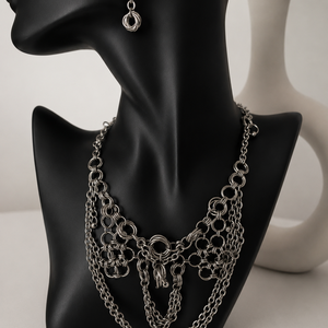     Kézzel készített Chainmail nyaklánc szett - ékszer - ékszerszett - Meska.hu